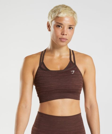 Women's Gymshark Adapt Marl Seamless Sports Bra Dark Brown | NZ 4NEXIC